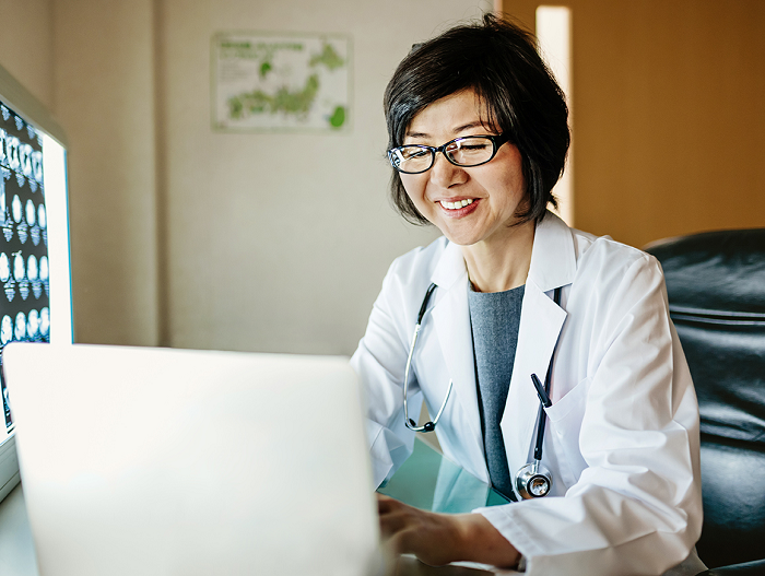 Doctor at computer